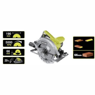 RYOBI RCS 1400-G, Пила циркулярная , 1400 Вт, 190 мм диск, 90 град -66 мм, арт 26919 RYOBI RCS 1400-G, Пила циркулярная , 1400 Вт, 190 мм диск, 90 град -66 мм, арт 26919