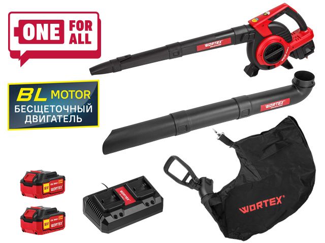 Аккум. воздуходувка WORTEX BB 2536-1 D в кор. ALL1 МЕГА АКЦИЯ БЕСЩЁТ.ДВИГ., 18В+18В, 2акб, 4 Ач, мак (36 В (2х18 В), макс.объем возд. потока 550 м куб