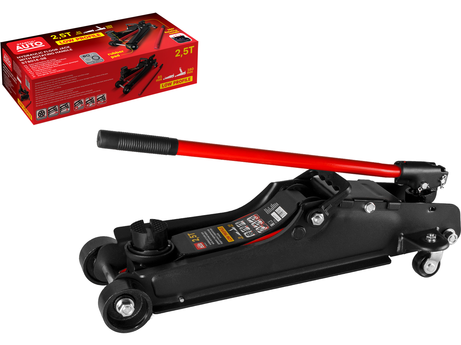 Домкрат подкатной 2,5т h85-380 STARTUL AUTO (ST8014-08) Домкрат подкатной 2,5т h85-380 STARTUL AUTO (ST8014-08)