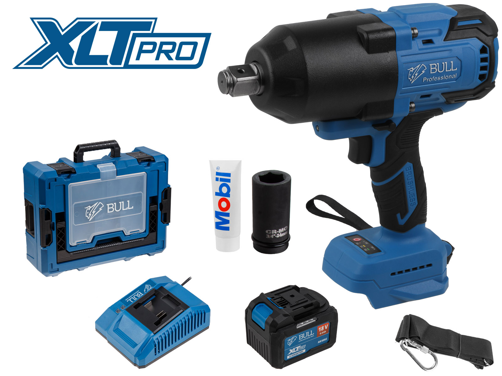 Аккум. ударный гайковерт BULL SC 1810 Xcase, XLTpro, БЕСЩЕТ., 18 В, 1500 Н*м, 3/4", 1х6 А*ч, з/у 6 А Аккум. ударный гайковерт BULL SC 1810 Xcase, XLTpro, БЕСЩЕТ., 18 В, 1500 Н*м, 3/4", 1х6 А*ч, з/у 6 А