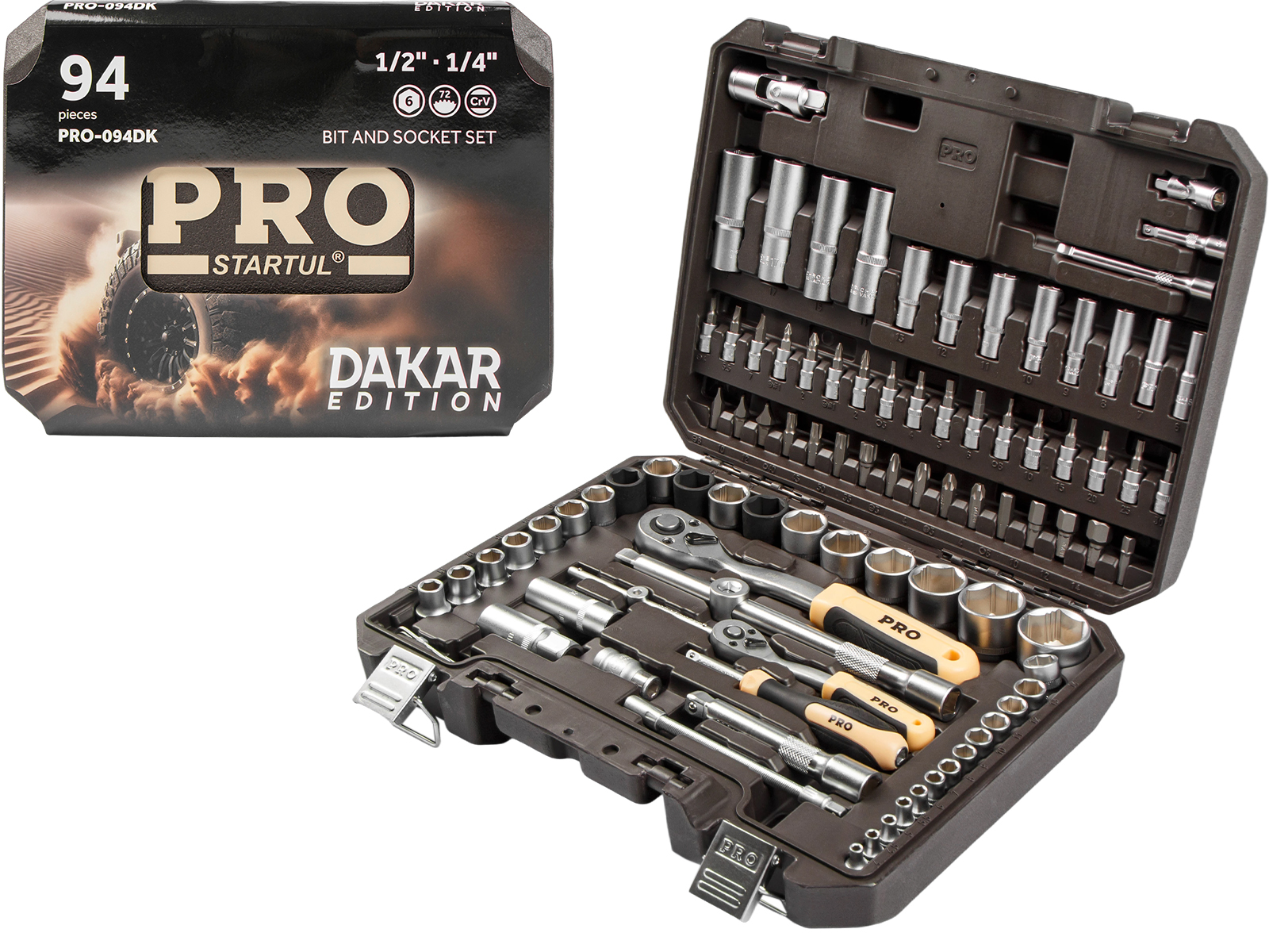 Набор головок и бит 94пр. 1/4",1/2" PRO STARTUL DAKAR (PRO-094DK) - фото1