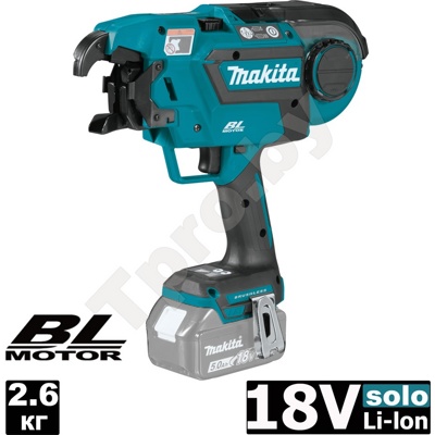 Makita DTR180Z, Инструмент для связывания арматуры аккумуляторный, 18В Li-ion, проволока 0,8 мм, 6 степеней затяжки, 2,6 кг, без АКБ и ЗУ Makita DTR180Z, Инструмент для связывания арматуры аккумуляторный, 18В Li-ion, проволока 0,8 мм, 6 степеней затяжки, 2,6 кг, без АКБ и ЗУ