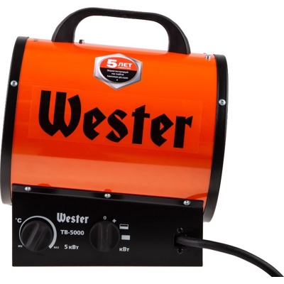 Wester TB-5000, Тепловентилятор электрический, 5кВт; 220 B; 400м.куб/ч;78 град; 45м2; 4.8кг - фото2 Wester TB-5000, Тепловентилятор электрический, 5кВт; 220 B; 400м.куб/ч;78 град; 45м2; 4.8кг - фото2