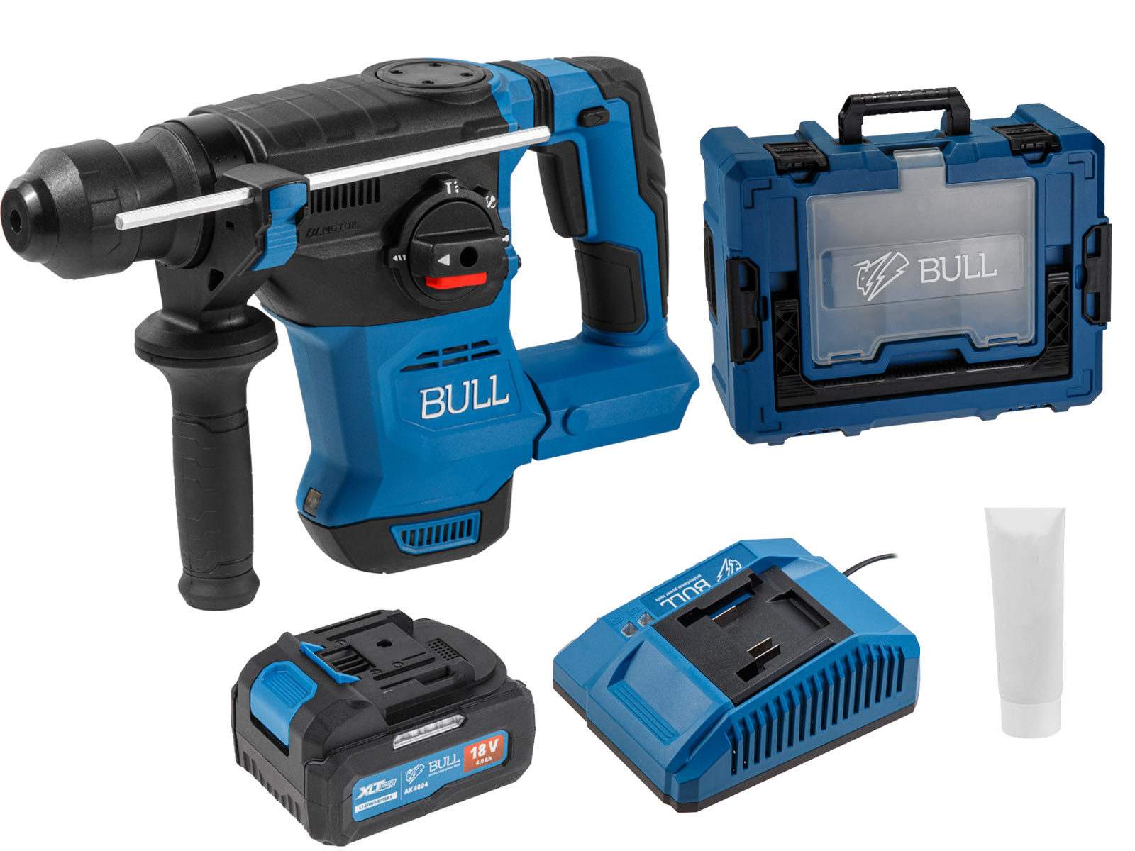 Аккум. перфоратор BULL CBH 1826 Xcase, XLTpro, БЕСЩЕТ., 18 В, 2.6 Дж, 26 мм, 1x4 А*ч, з/у