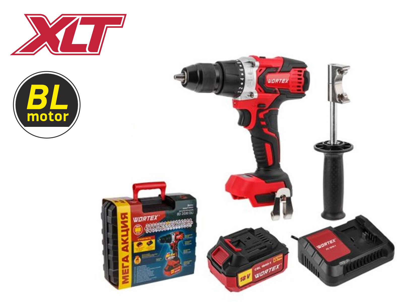 Аккум. дрель-шуруповерт WORTEX BD 2030 Dli в чем. ALL1 XLT SET БЕСЩЕТ., 18 В, 80 Н*м, 1х4 А*ч, БЗ Аккум. дрель-шуруповерт WORTEX BD 2030 Dli в чем. ALL1 XLT SET БЕСЩЕТ., 18 В, 80 Н*м, 1х4 А*ч, БЗ