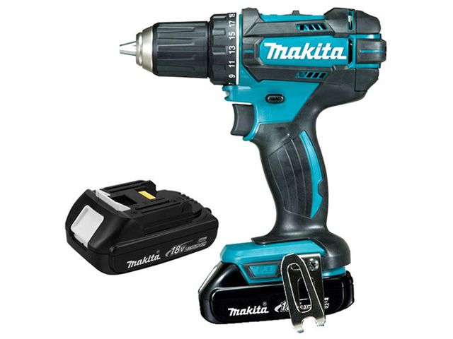 Makita DDF482SYE, Дрель-шуруповерт аккумуляторная,18В/1,5 Ач Li-ion, 62/36Нм, 1.5кг, чемодан