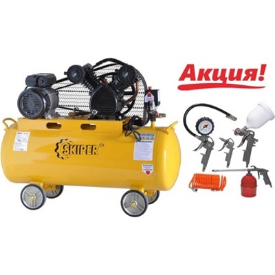 Воздушный компрессор SKIPER IBL3100V (до 300 л/мин, 8 атм, 100 л, 230 В, 2.2 кВт)