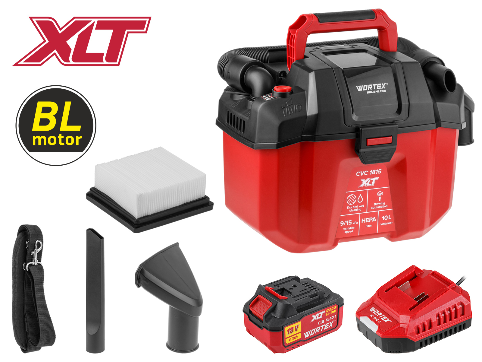 Аккум. пылесос WORTEX CVC 1815 в кор. XLT SET БЕСЩЁТ., 18 В, 9-15 кПа, 10 л, строительный - фото1 Аккум. пылесос WORTEX CVC 1815 в кор. XLT SET БЕСЩЁТ., 18 В, 9-15 кПа, 10 л, строительный - фото1