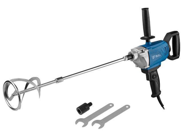 Миксер строительный BULL BM 1408 800 Вт, 1 скор., M14/M12, рег. об. + насадка