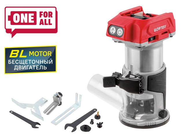 Аккум. фрезер кромочный WORTEX CMM 1835 в кор. ALL1 XLT SOLO БЕСЩЕТ., 18 В, цанга 6/8, рег. об, конс - фото1