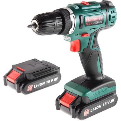 Hammer Flex ACD185Li, Аккум. дрель-шуруповерт, 18В 2x1.5Ач LiION, 0-350/0-1250об/мин, 31/17Нм, кейс - фото1
