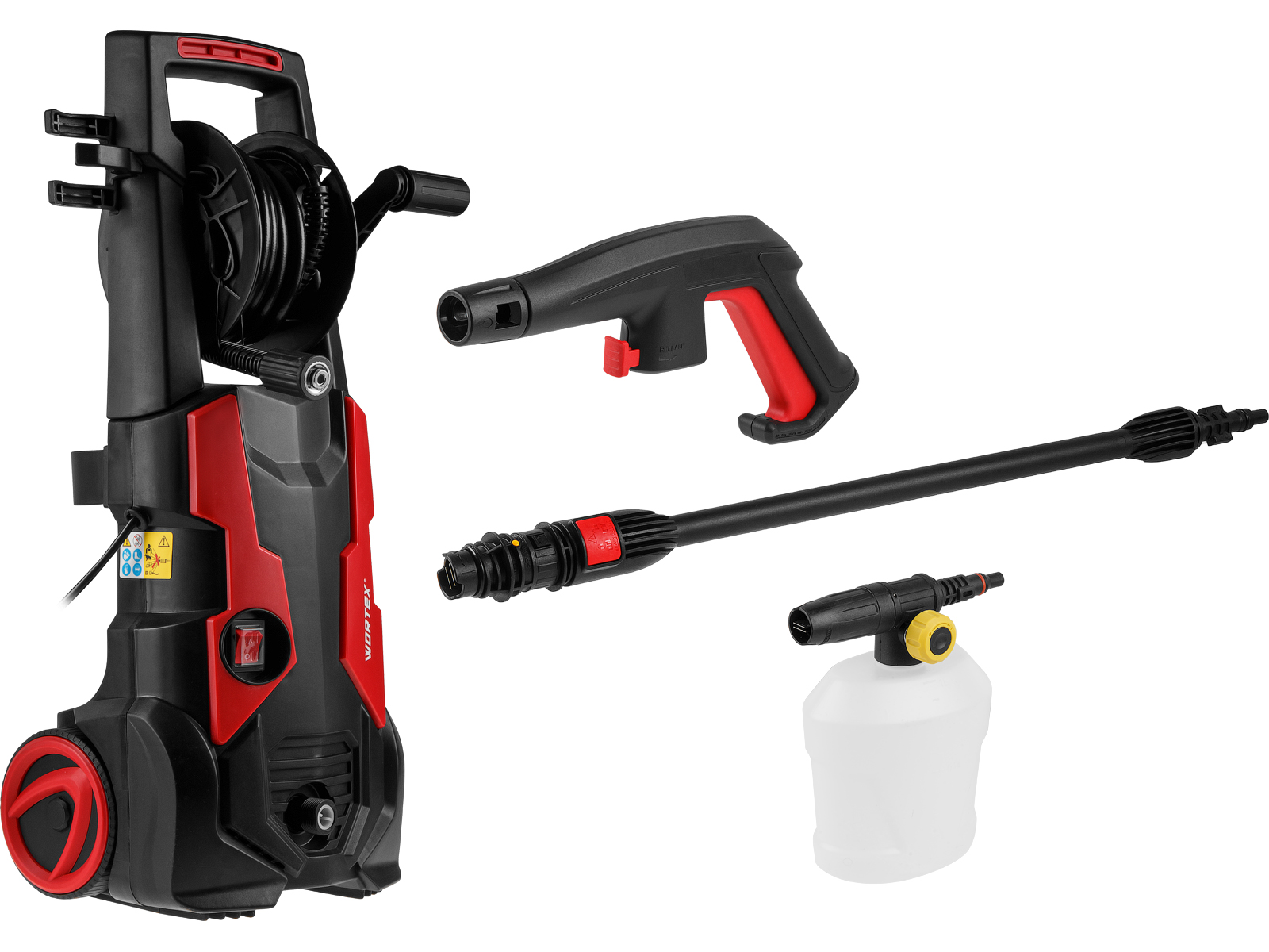 Очиститель высокого давления WORTEX PW 1523-1 (1.90 кВт, 150 бар, 450 л/ч, ф-ция самовсасывания, с катушкой)