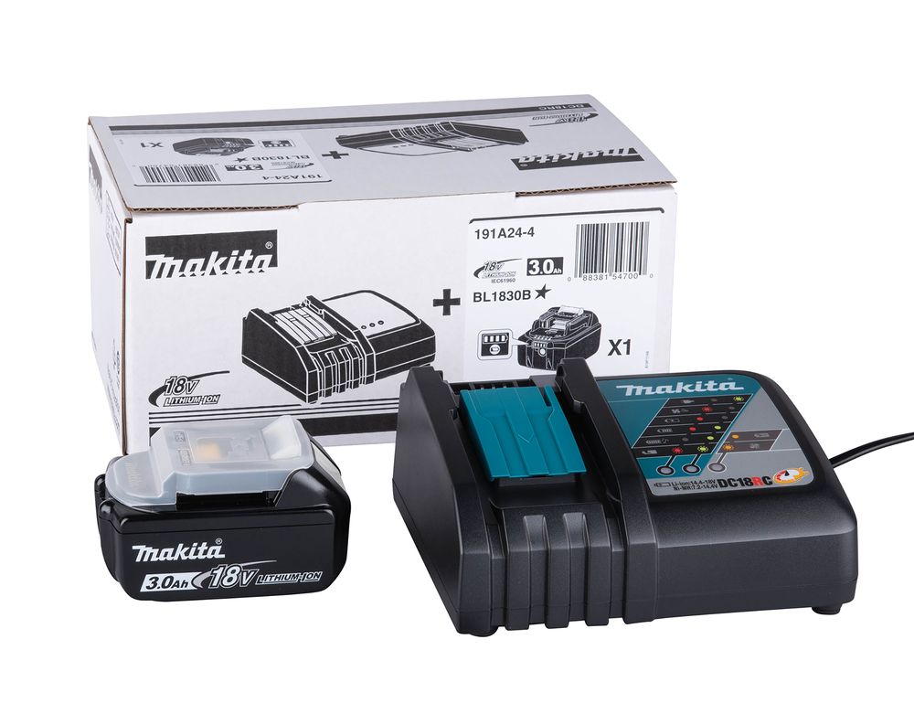 Аккумулятор  MAKITA BL1830B  (18V / 3.0 Ah) и DC18RC (Коробка) - фото1 Аккумулятор  MAKITA BL1830B  (18V / 3.0 Ah) и DC18RC (Коробка) - фото1